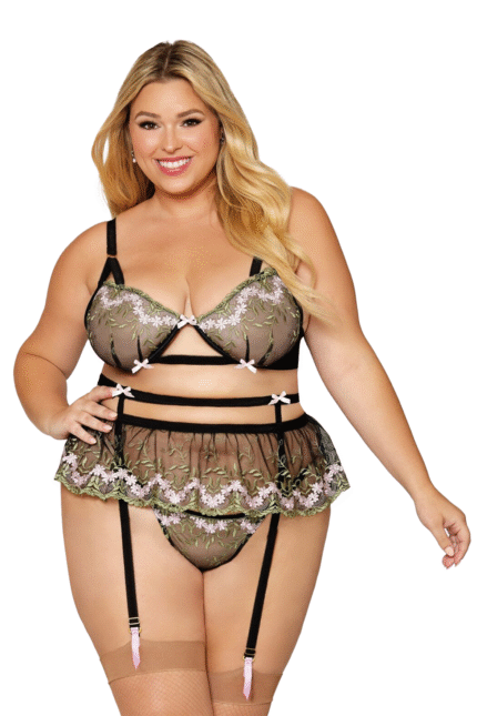 Floral Embroidery Mesh Set Plus-1