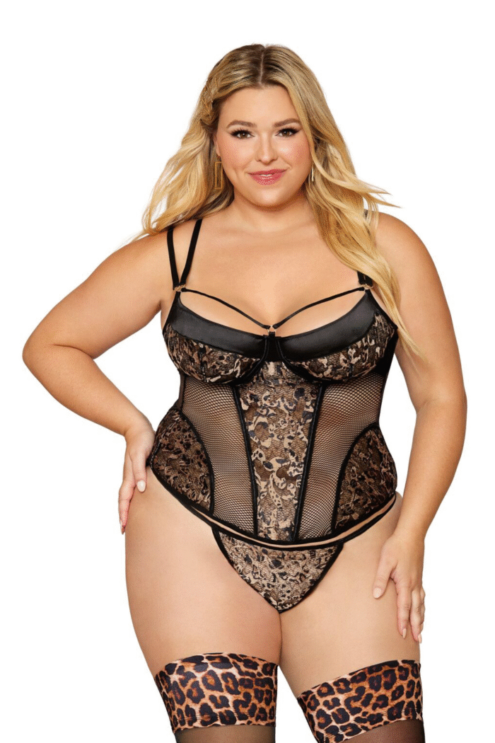 Leopard Lace Bustier Set Plus-1