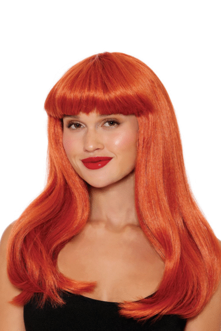 Long Auburn with Bangs Wig-1