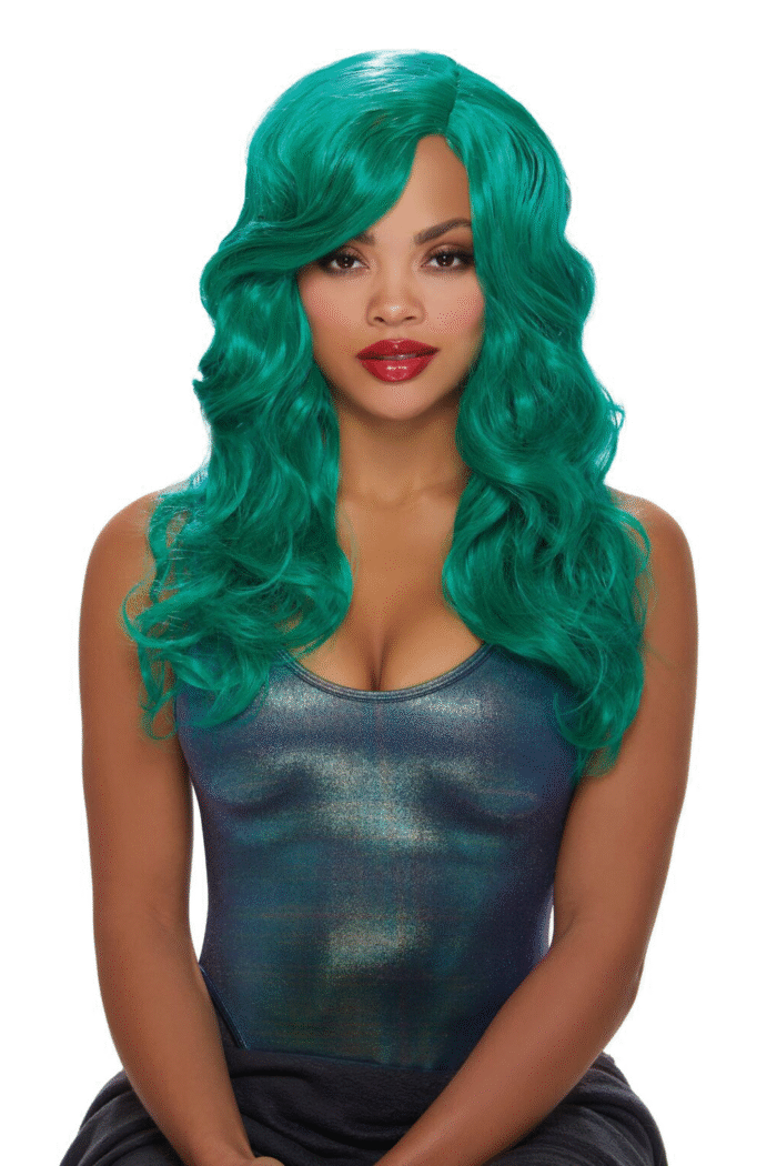 Long Wavy Teal Wig-1