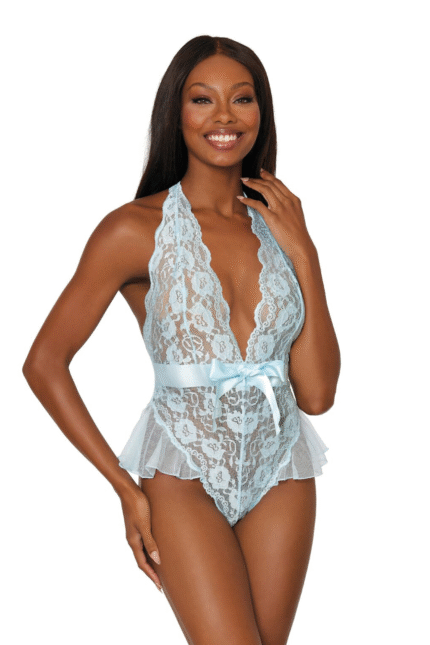 Scalloped Halter Teddy-1