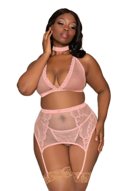 Velvet Trim Bralette Set Plus-1