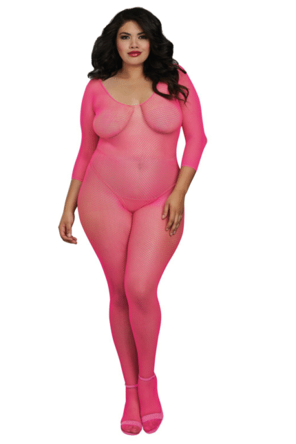 Fishnet Open Crotch Bodystocking Plus-1