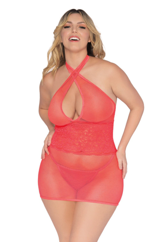 Scalloped Lace Chemise Plus-1