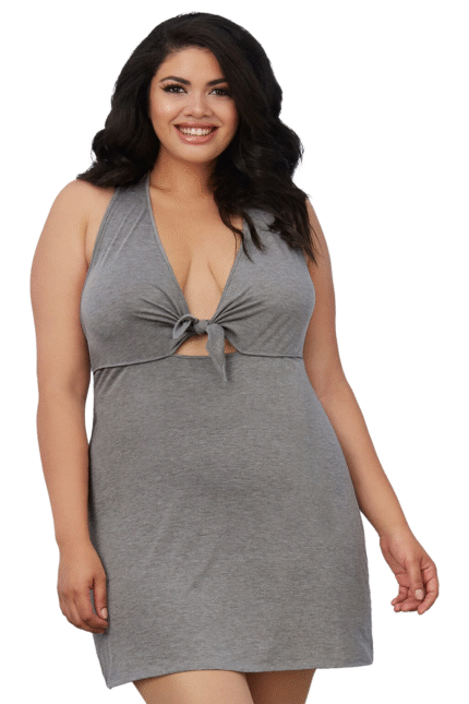 Jersey Tie Front Chemise Plus-1