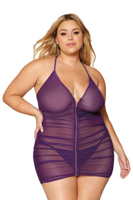 Shirred Mesh Chemise-1