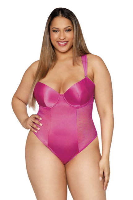 Satin and Heart Mesh Teddy Plus-1