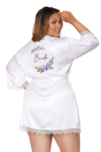 Satin Floral Bride Robe Plus-1