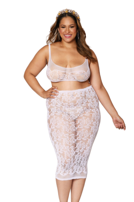 Seamless Sheer Lace Bralette Set Plus-1