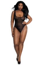 Sheer Mesh Crystal Bodysuit Plus-1