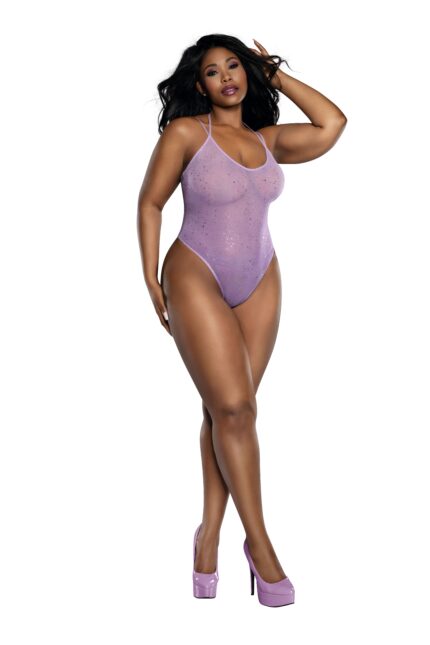 Ombre Glitter Mesh Bodysuit Plus-1
