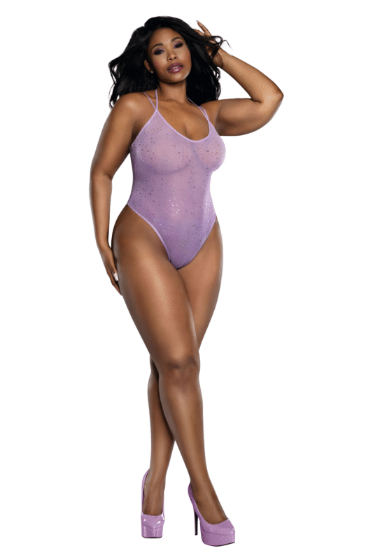 Ombre Glitter Mesh Bodysuit Plus-1