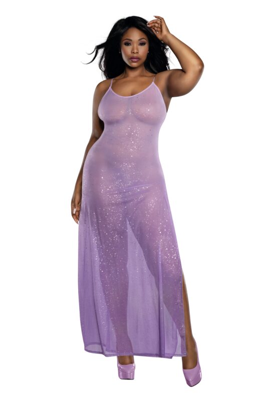 Ombre Glitter Mesh Gown Plus-1