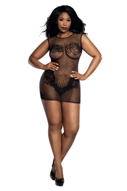 Patterned Lace Seamless Dress Plus-1
