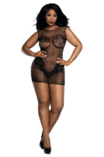 Patterned Lace Seamless Dress Plus-1