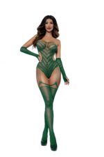 Chevron Gartered Teddy with Gloves Emerald-1